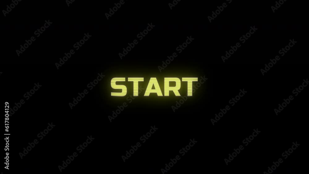 Text animation: Start, Level Up, You Win, Game Over. Set of popping texts for video games and gaming videos. Text animation on a black background. Suitable for overlays and transitions.