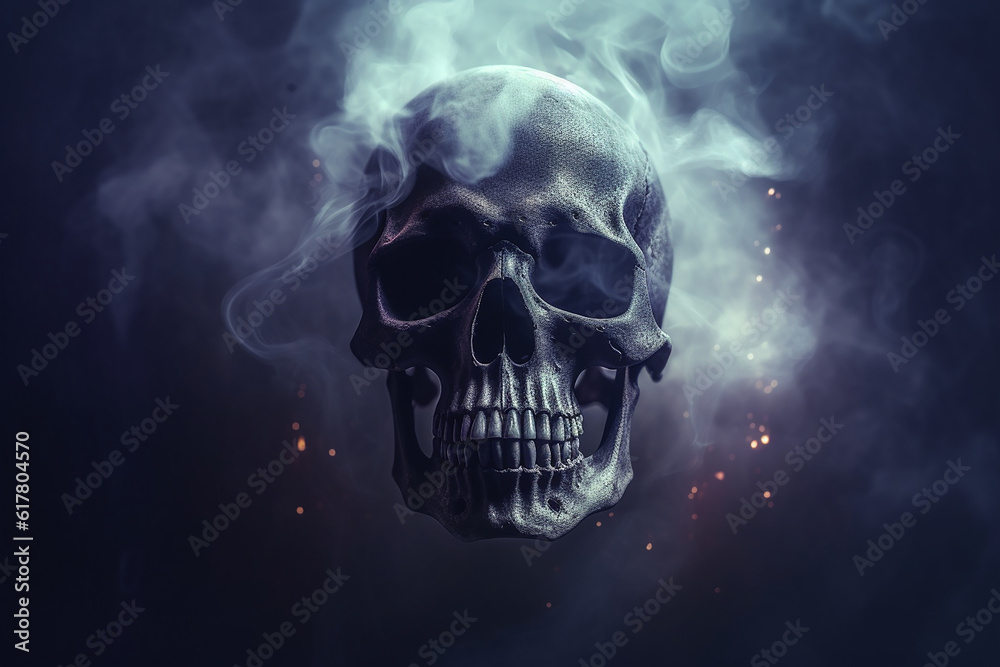 surreal, creepy skull and smoke surreal, creepy skull and smoke