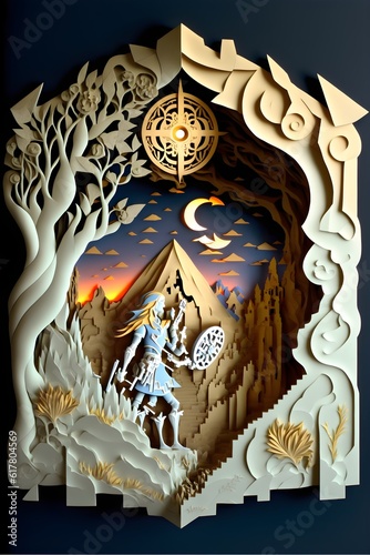now touch the path to glory The legend of zelda epic multi dimensional paper cut craft paper illustration 