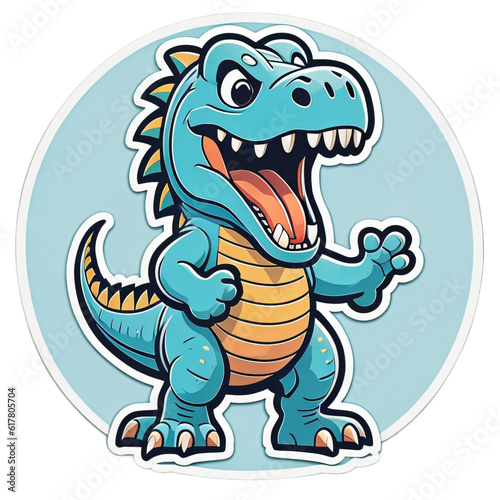 blue t-rex in cute cartoon style
