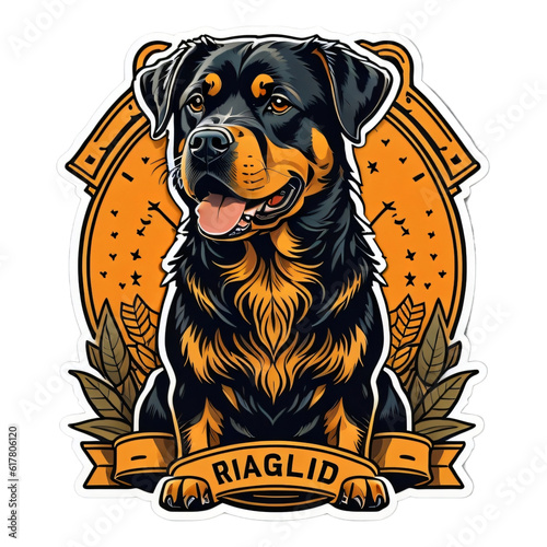 Rodweiler dog in cute sticker style. photo