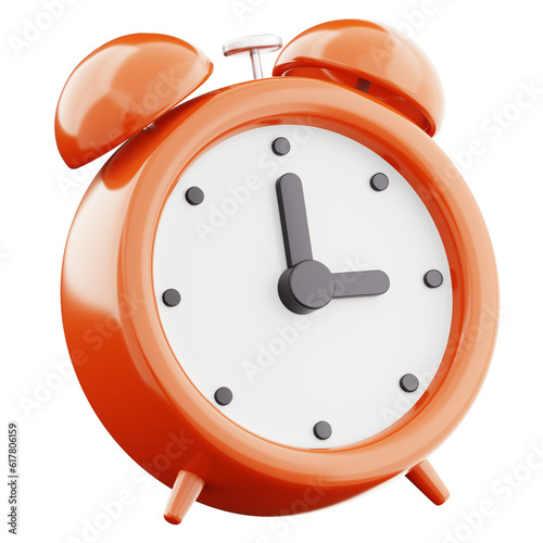 3d rendering red alarm clock icon symbol watch design illustration