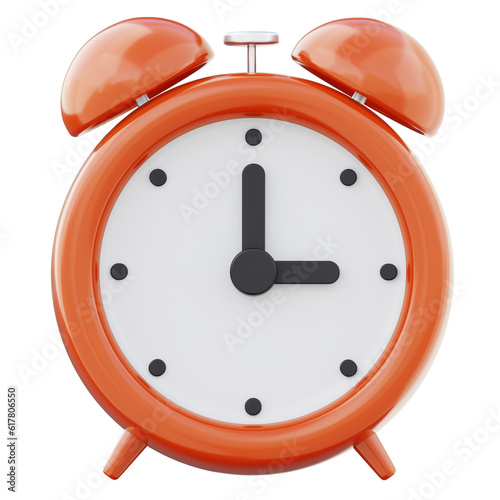 3d rendering red alarm clock icon symbol watch design illustration
