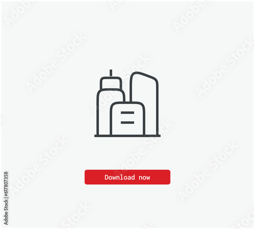 Building vector icon. Symbol in Line Art Style for Design, Presentation, Website or Mobile Apps Elements, Logo. Pixel vector graphics - Vector
