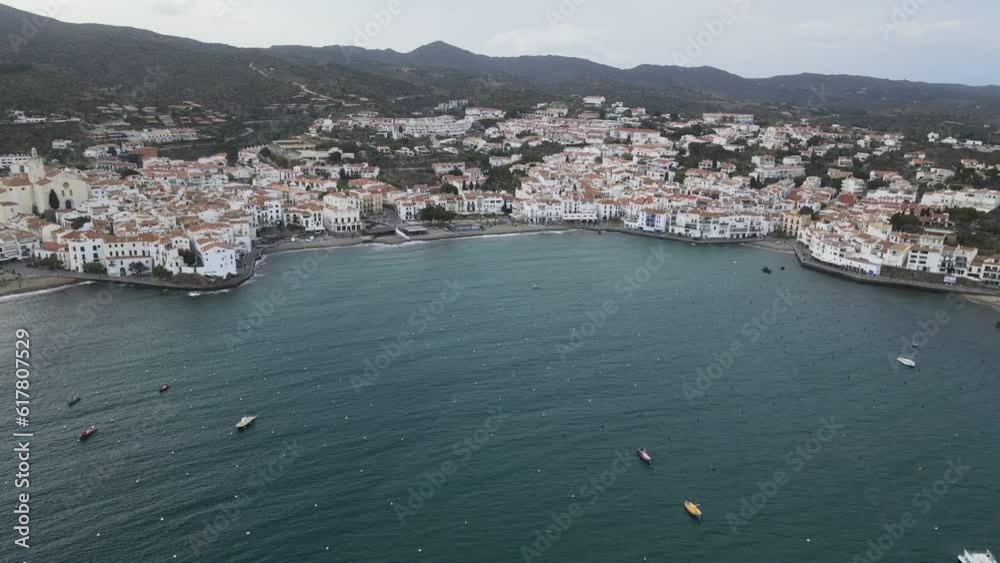 Aerial landscape of Cadaques village and the sea along Costa Brava Catalonia Spain Aerial landscape of Cadaques village and the sea along Costa Brava Catalonia Spain