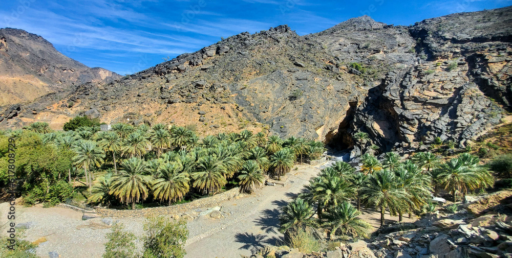 View of Hat village, Wadi Ban Auf, Western Hajar Mountains, Oman