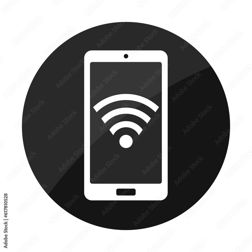 black smartphone circle and wifi icon black smartphone circle and wifi icon