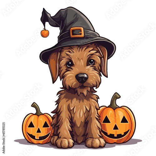 Irish Terrier Treat: Sweet Puppy Celebrating Halloween © pisan