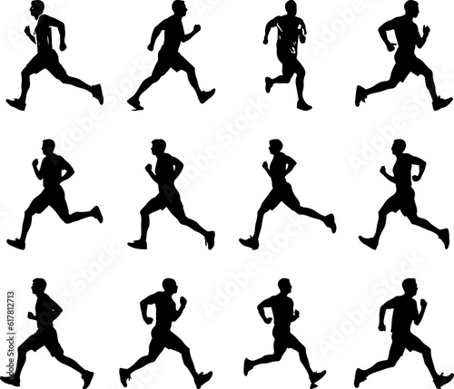Wallpaper Mural running man silhouette, various poses Torontodigital.ca