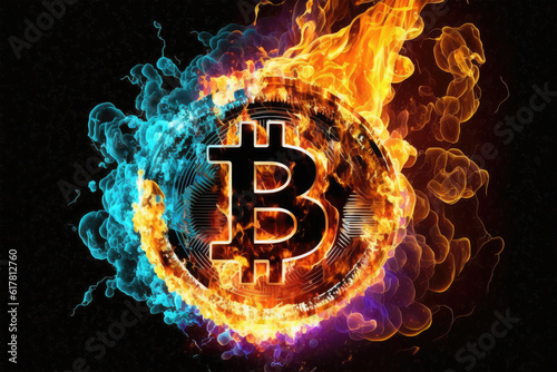Bitcoin with futuristic theme cryptocurrency coin background