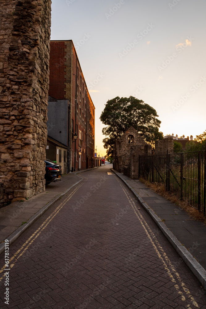 Lonely sunset in the city