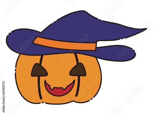 帽子をかぶったジャックオランタンのハロウィン向けのイラスト素材