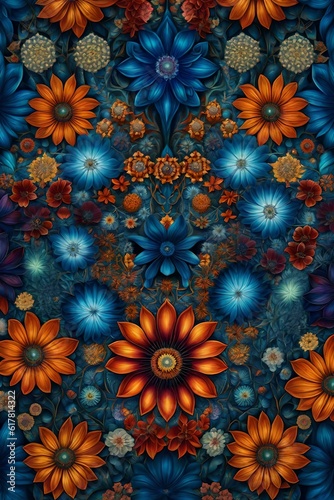An ultra HD detailed painting of many different types of flowers   Ai Generated wallpaper background