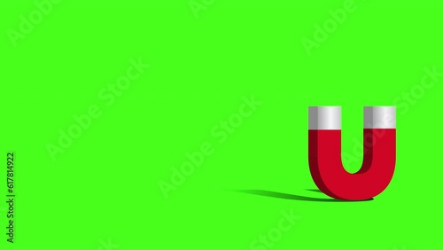 Green screen video animation of U shape magnet. The animation template is versatile and can be customized to fit various design needs.
