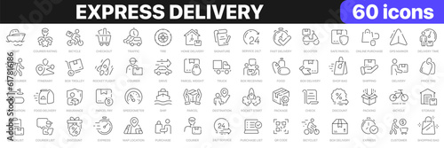 Express delivery line icons collection. Logistics, courier, transport, parcel icons. UI icon set. Thin outline icons pack. Vector illustration EPS10