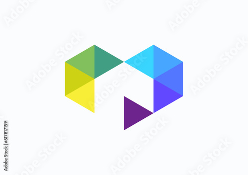 Experience the vibrant fusion of medical and tech with our multi-color logo, featuring the letter M