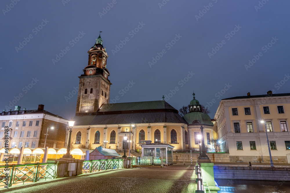Gothenburg, the vief of city museum and Christinae church  in the city center, town hall. Sweden