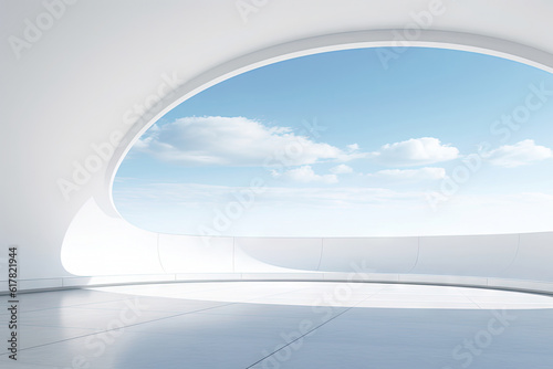 White minimal architecture building background empty wide space for mock up  concrete floor car park  cement garage design scene with copy space  with Generative Ai.