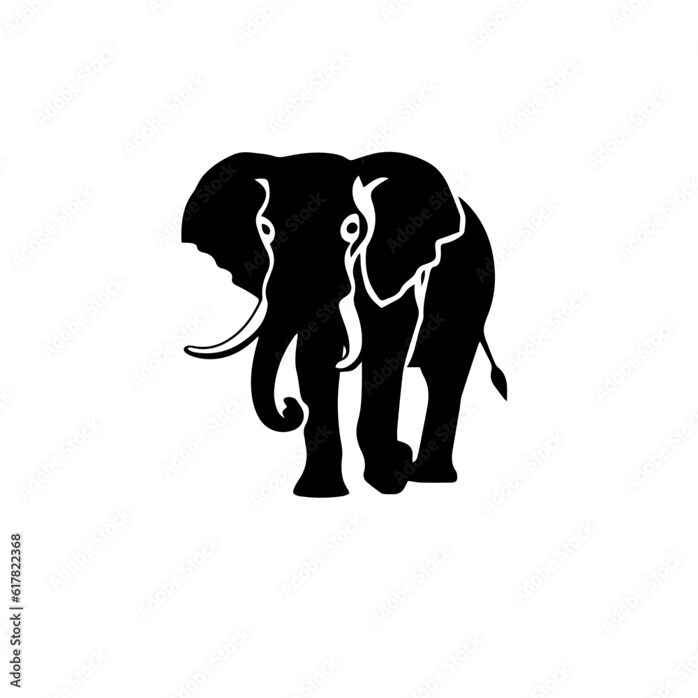 Obraz premium elephant black and white vector illustration