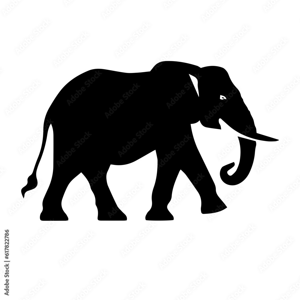 elephant black and white vector illustration