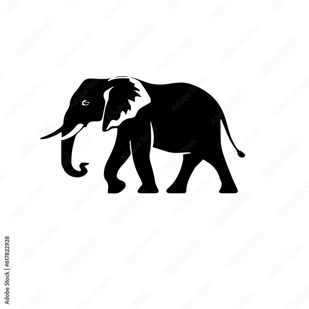 Obraz premium elephant black and white vector illustration
