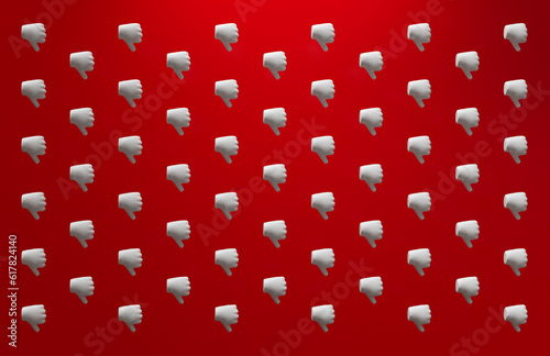 Thumbs DOWN 3D Emoji Tiled Over Red Background