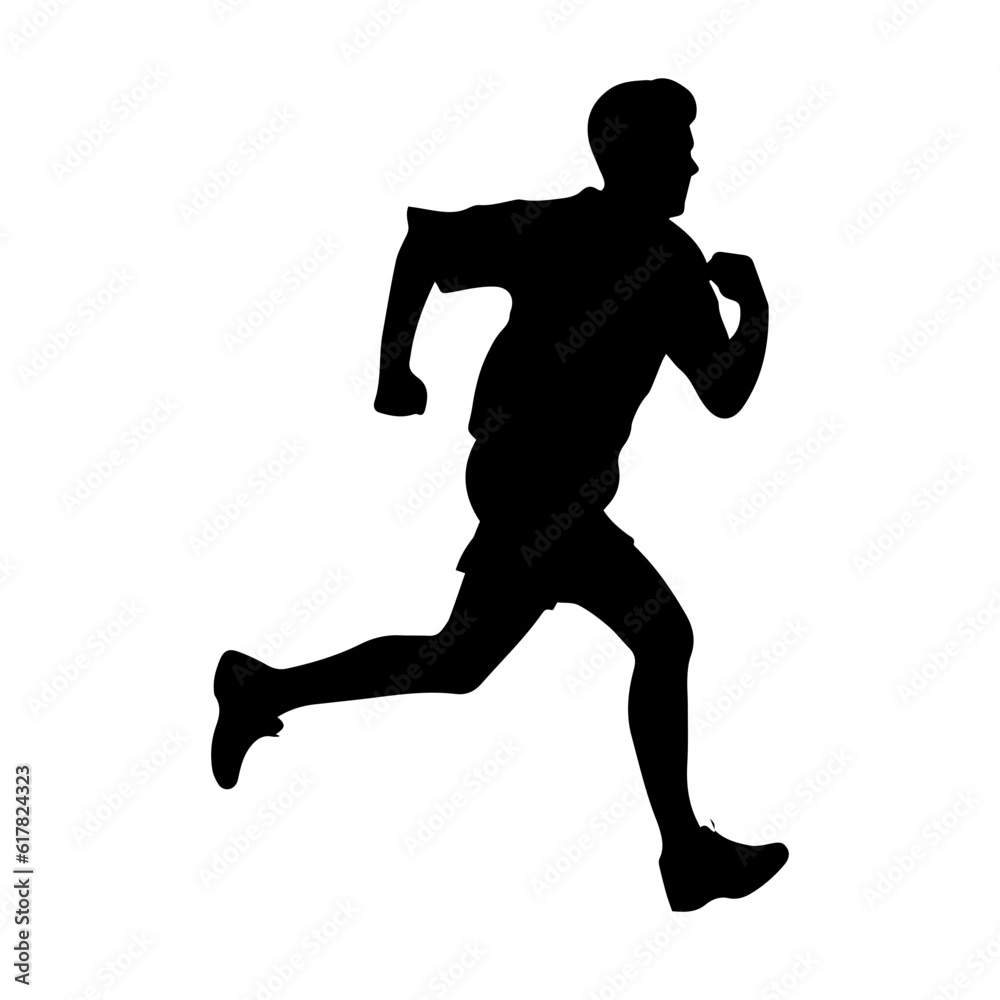 Fototapeta premium Silhouette of a running man or jogger or sprinter