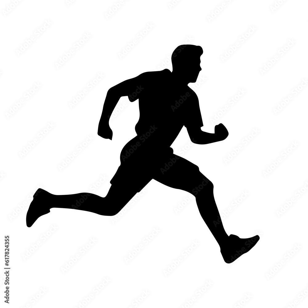 Silhouette of a running man or jogger or sprinter