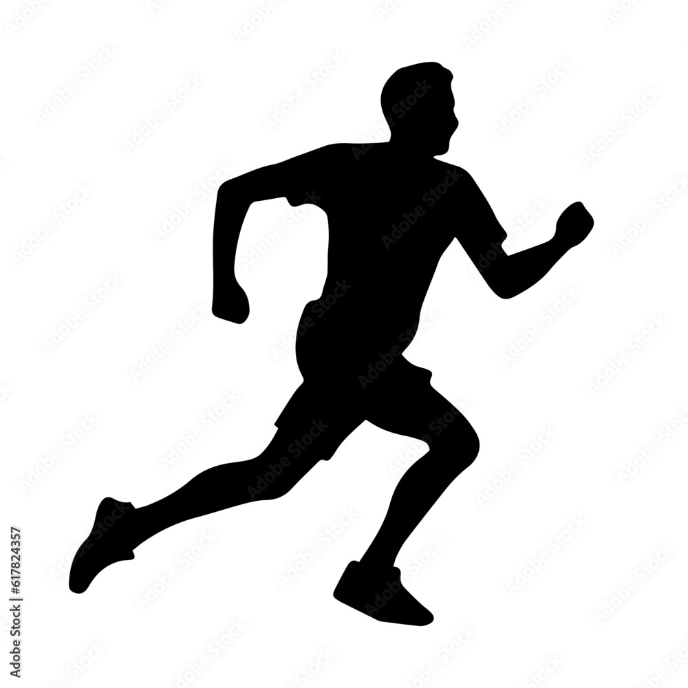 Silhouette of a running man or jogger or sprinter