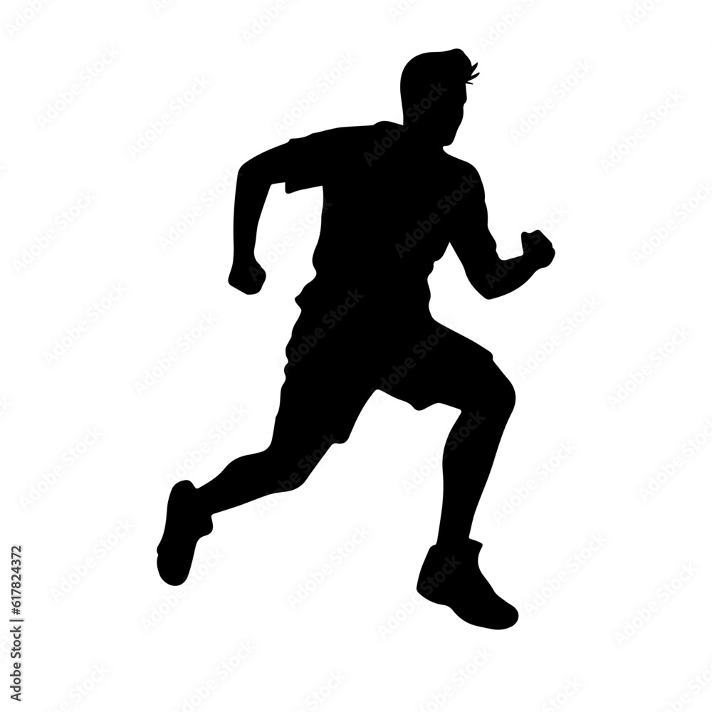 Silhouette of a running man or jogger or sprinter