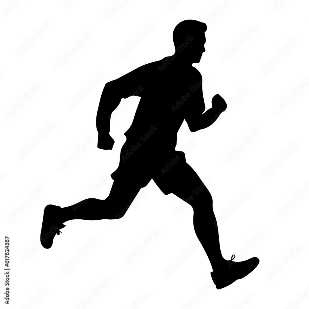 Silhouette of a running man or jogger or sprinter Silhouette of a running man or jogger or sprinter
