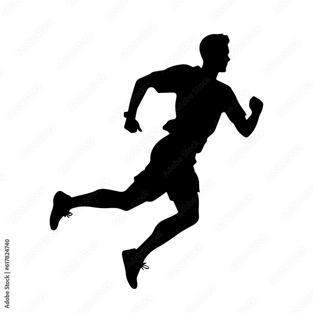 Silhouette of a running man or jogger or sprinter