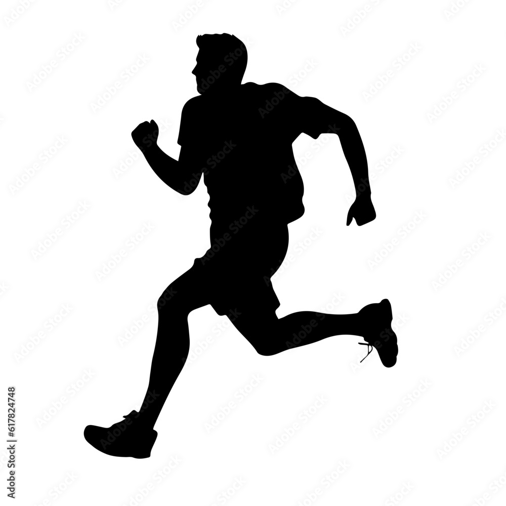 Silhouette of a running man or jogger or sprinter Silhouette of a running man or jogger or sprinter