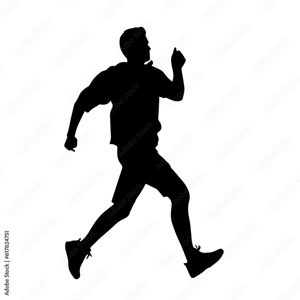 Silhouette of a running man or jogger or sprinter