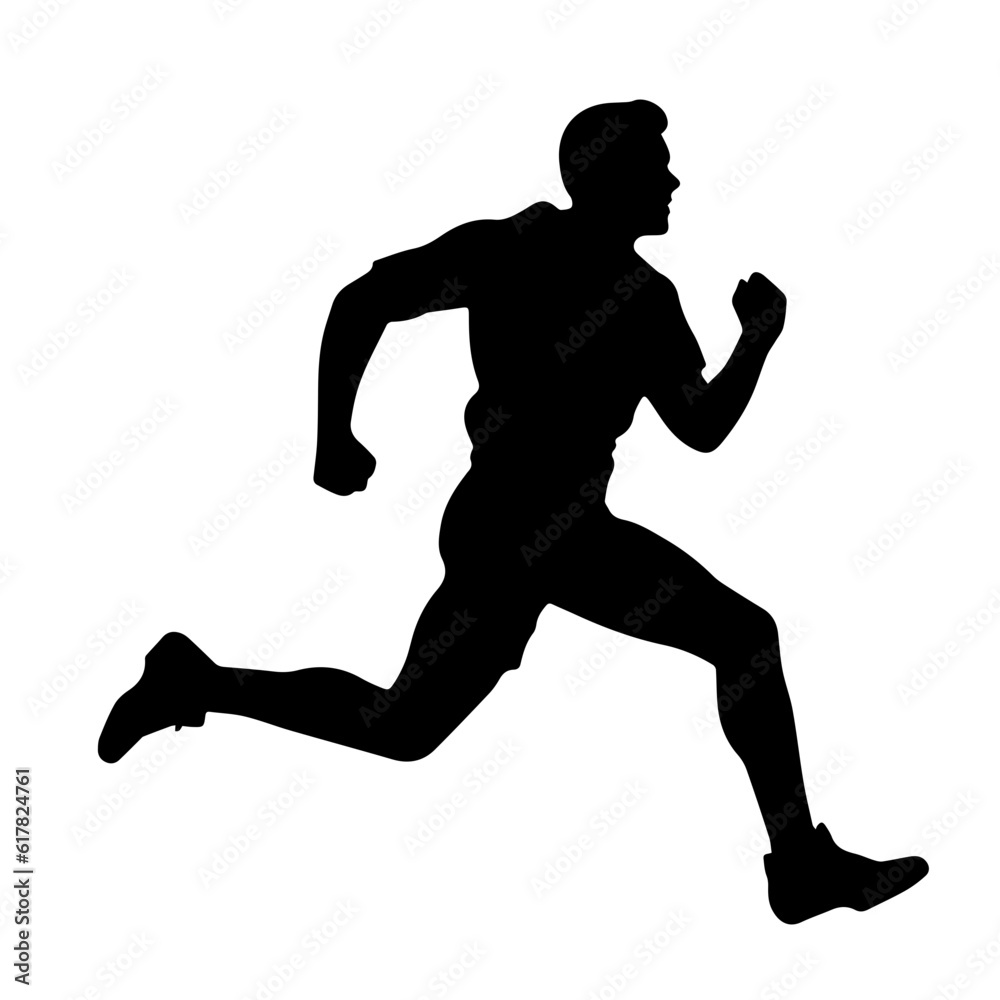 Silhouette of a running man or jogger or sprinter