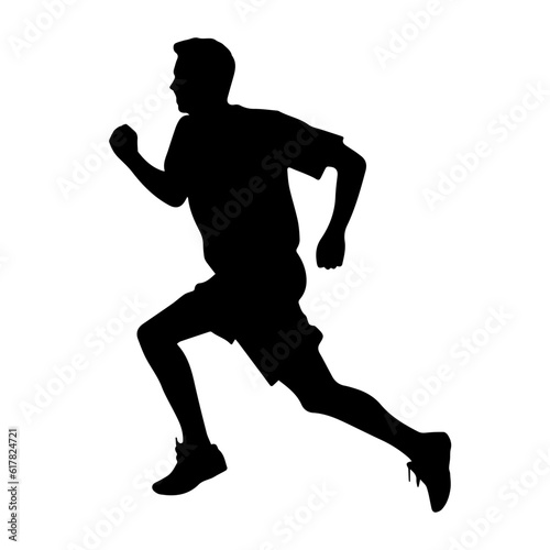 Silhouette of a running man or jogger or sprinter