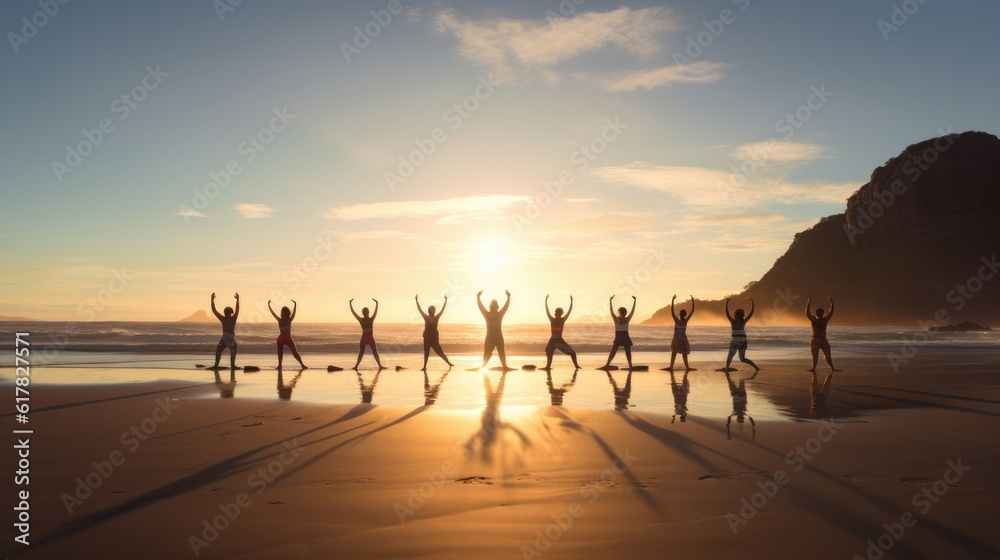 Obraz premium sunset and yoga on the beach