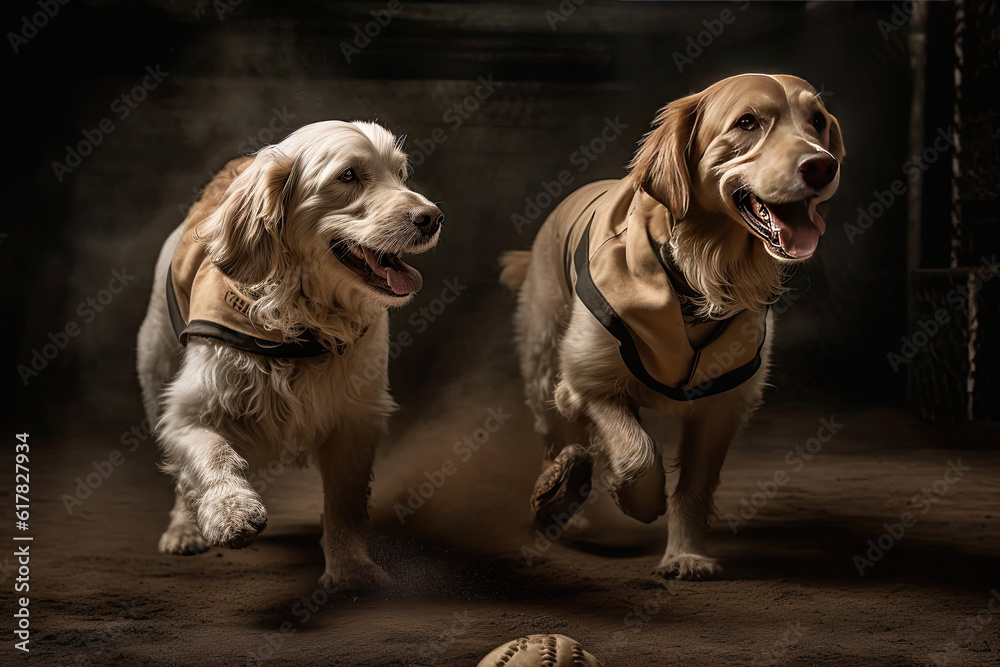 Fototapeta premium Dogs playing sports - AI Generated