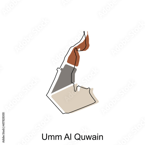 Map of Umm Al Quwain Province of United Emirate Arab illustration design, World Map International vector template with outline graphic sketch style isolated on white background photo