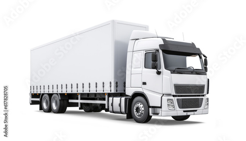 White truck isolated from the background photo