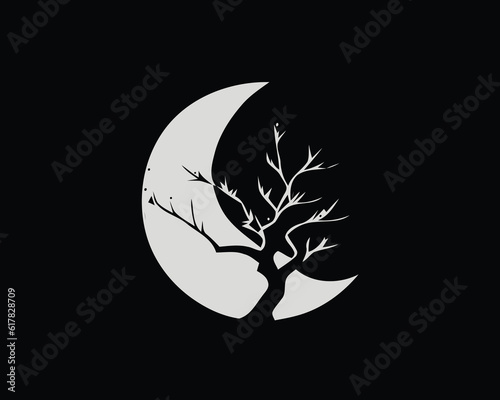 Black and white tree on the Yin Yang symbol