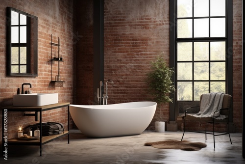 Industrial style   loft bathroom - architectural concept created using generative Ai tools