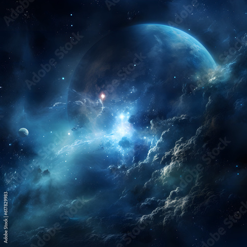 ilustration 3D of blueish milkyway ultra realistic