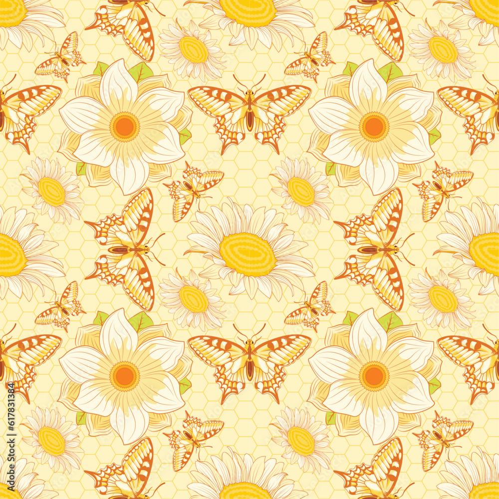 Vector Flower Pattern Wallpaper isolated illustration Vector Flower Pattern Wallpaper isolated illustration
