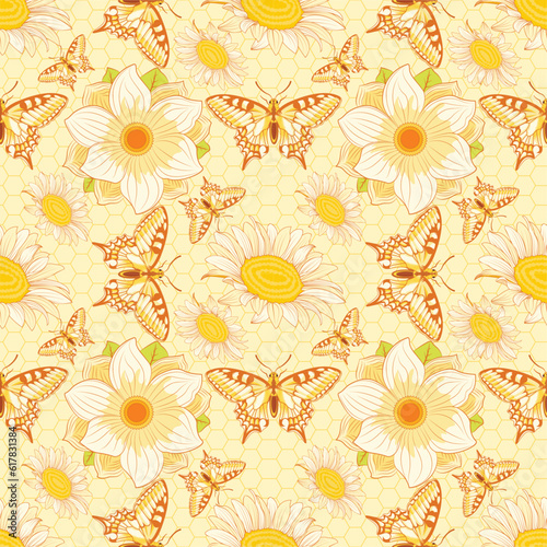Vector Flower Pattern Wallpaper isolated illustration © aratehortua