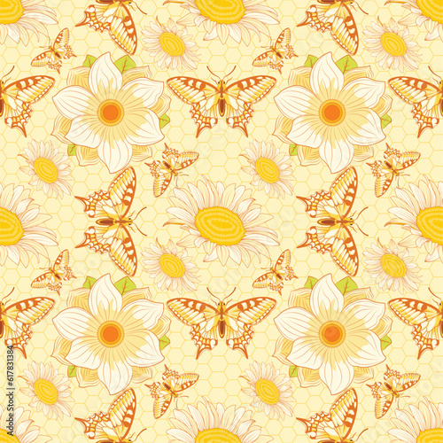 Vector Flower Pattern Wallpaper isolated illustration