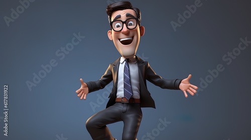 3D cartoon character of an entrepreneur, generated by AI