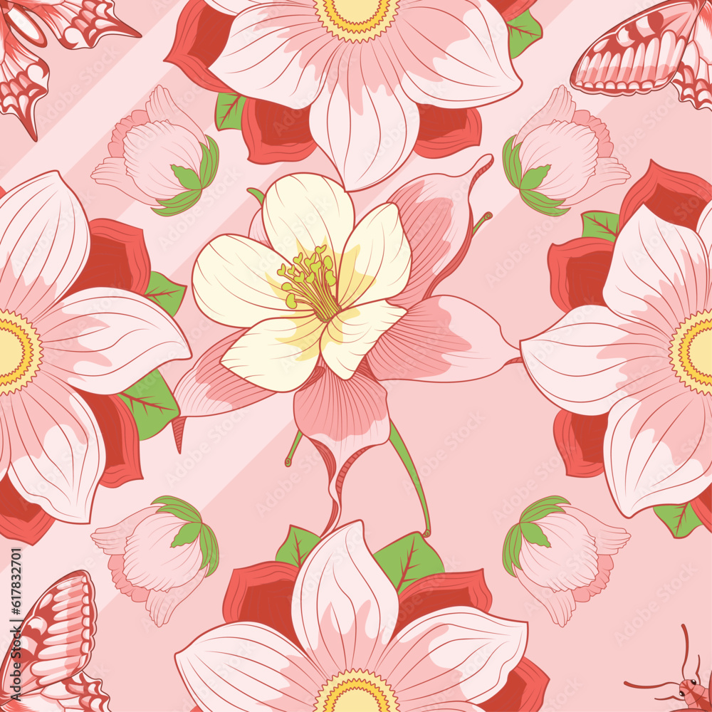 Vector Flower Pattern Wallpaper isolated illustration Vector Flower Pattern Wallpaper isolated illustration