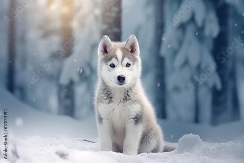 Siberian husky puppy in a s...