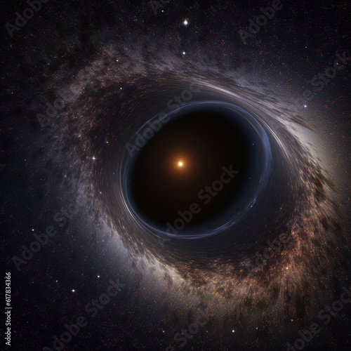 Black hole in space, gravitational field, unusual astronomical phenomenon, generative ai